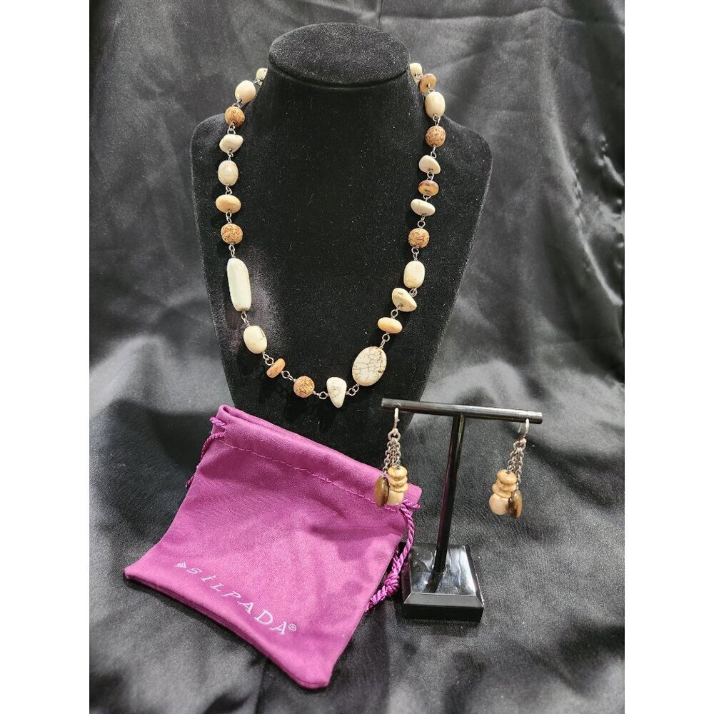 EUC Silpada African Howlite Opal & Bronzite Necklace & Earring Set (Retired Piec